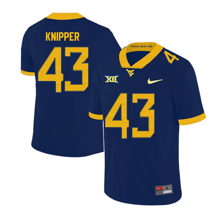 2019 Men #43 Jackson Knipper West Virginia Mountaineers College Football Jerseys Sale-Navy - Click Image to Close